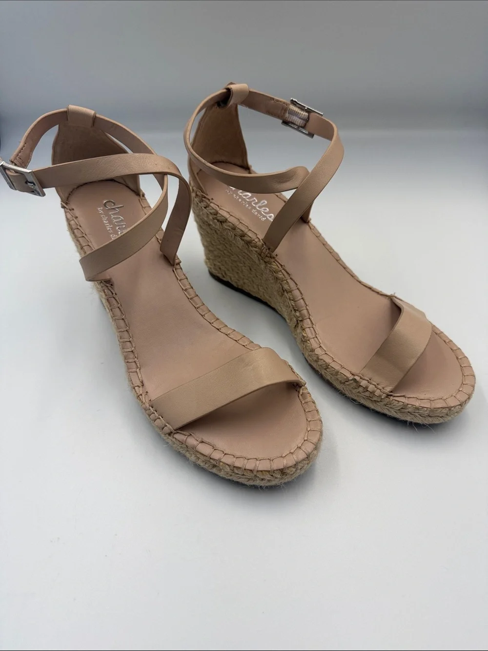 Charles by Charles David Beige Tan Espadrille Wedge Sandals